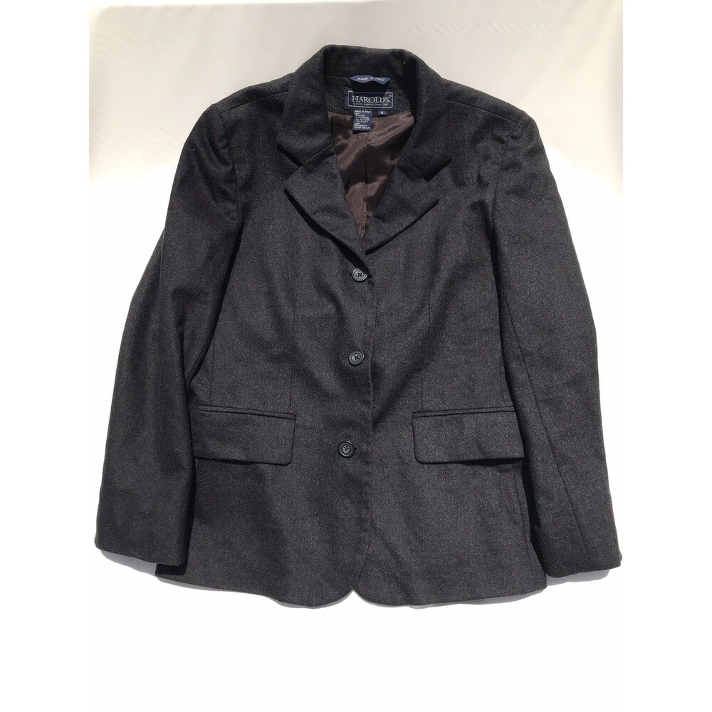 Harold’s Grey Houndstooth Skirt Suit Jacket 4 Skirt 2 Wool Cashmere Blend
